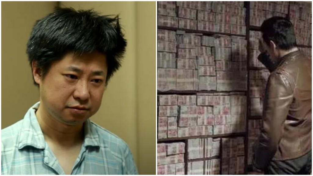 田瑜璇(左)學電視劇情節,將貪污的金錢收藏在牆壁裏。