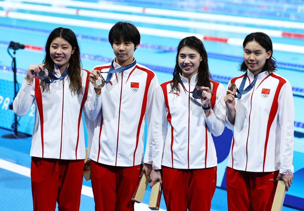 國家隊破亞洲紀錄奪女子4X100米自由泳接力銅牌。Reuters