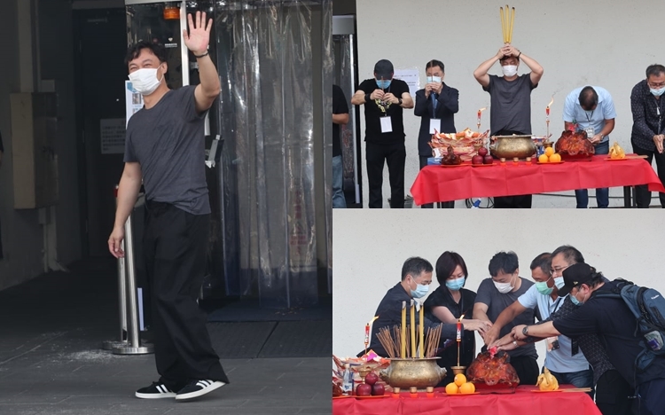 日落Part演唱會前,陳奕迅誠心拜神祈求一切順利並開心同記者打招呼。