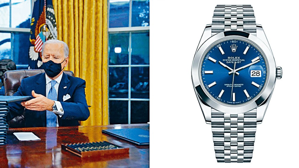 拜登佩戴的勞力士手表。