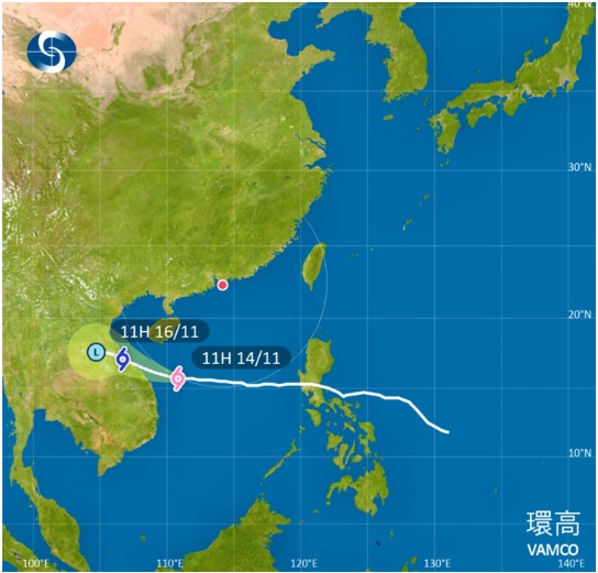 環高路徑預測。天文台截圖