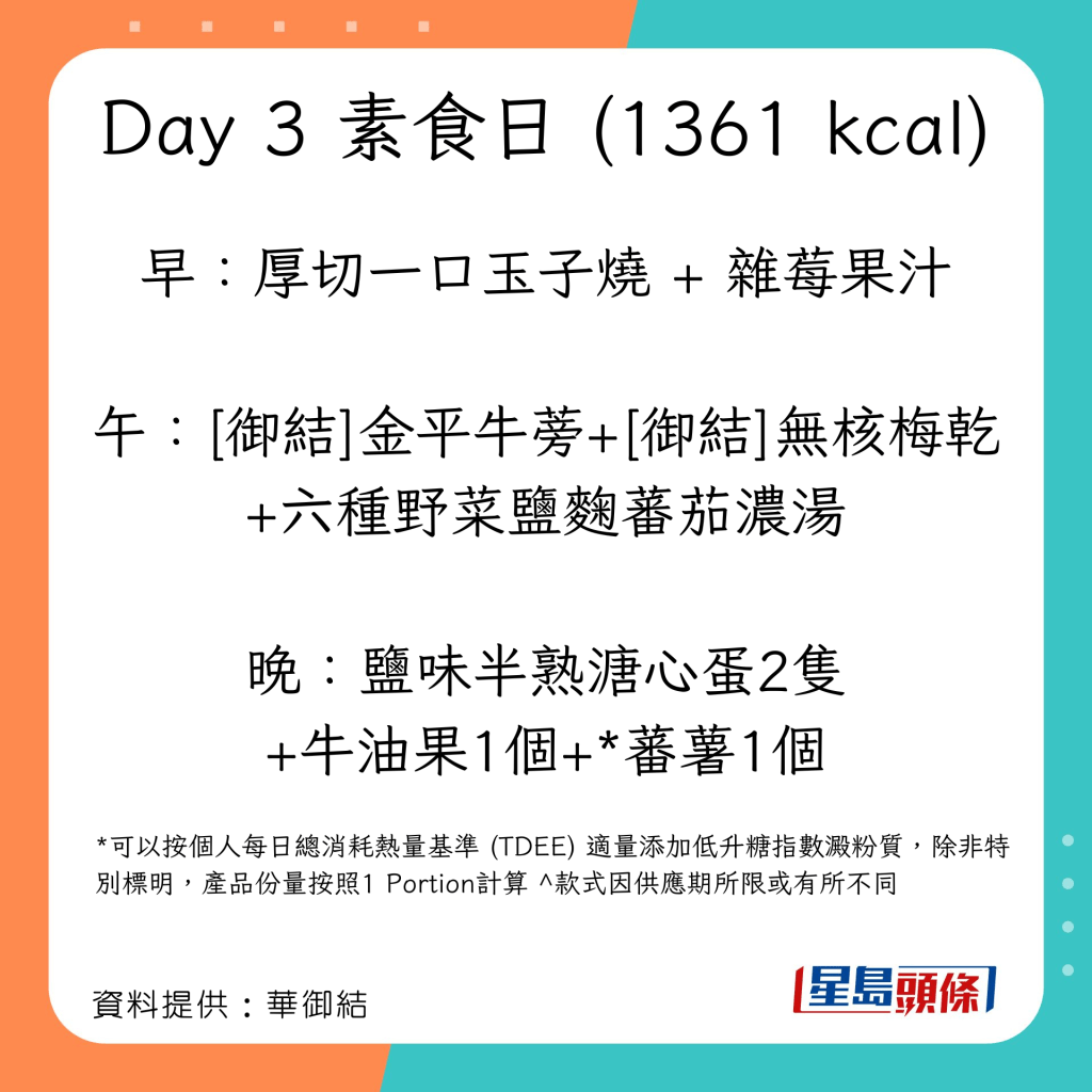 注册营养师推介 5日御结减肥餐单