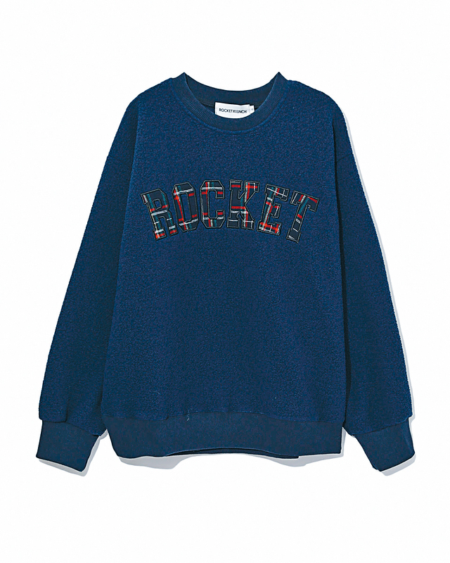 ●韓牌ROCKET X LUNCH羊毛?衣/$599/I，衫身飾以拼色格紋品牌名字。