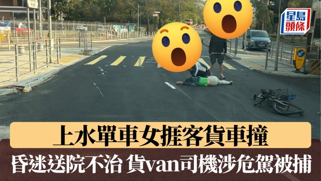 女子被撞后昏迷倒地。fb：车cam L（香港群组）