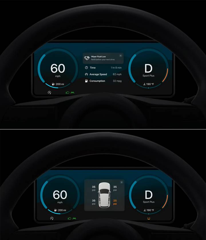 新CarPlay加入了动态资讯概念，将多个Widget小工具叠放在一起。