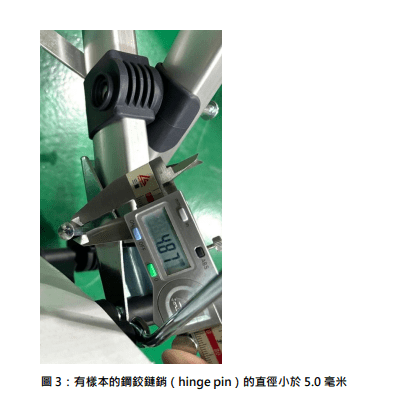 有樣本的鋼鉸鏈銷（hinge pin）的直徑小於 5.0 毫米。《選擇》截圖