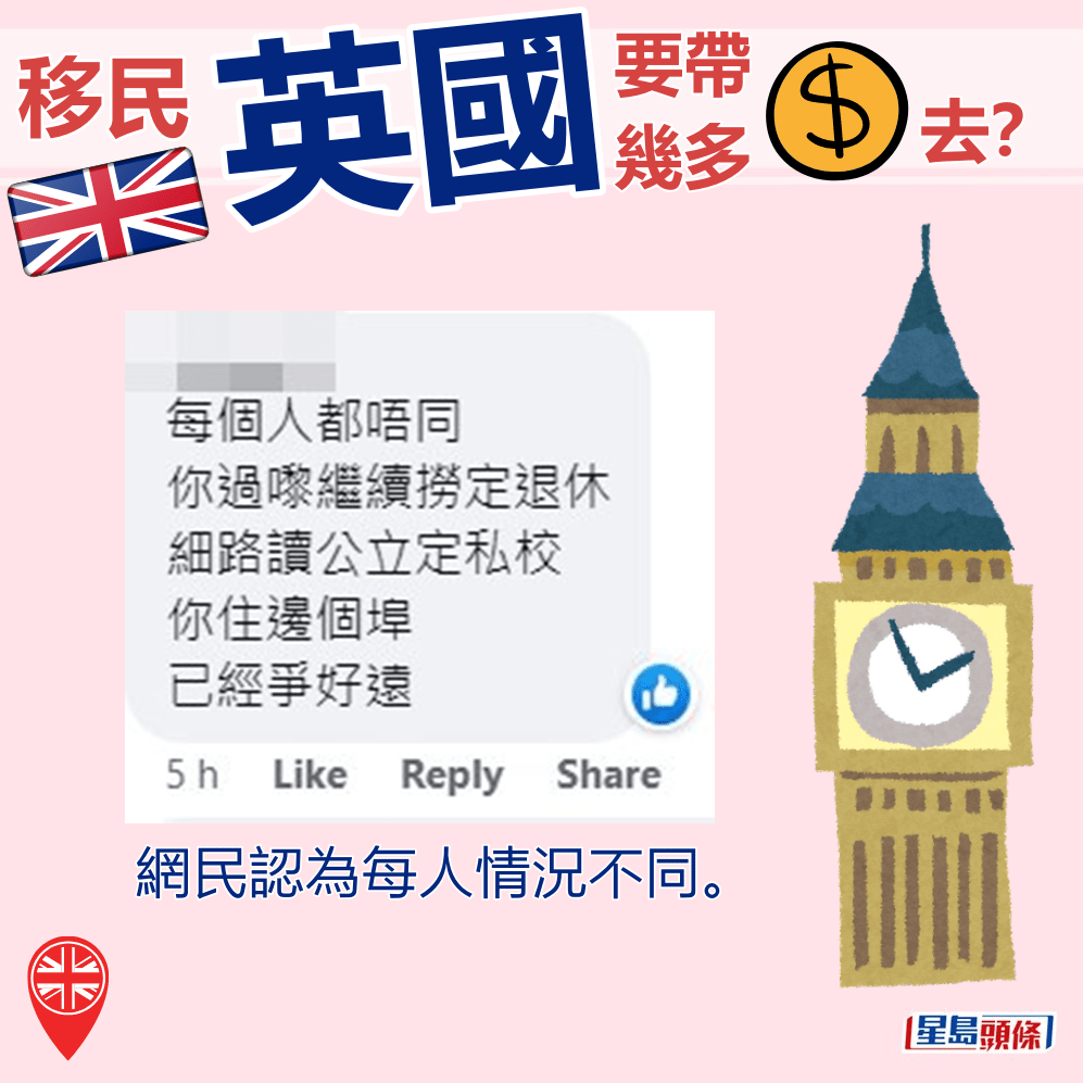 網民認為每人情況不同。fb「曼徹斯特香港谷 英國 曼城 香港人」截圖