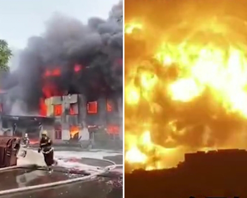 河南登封鋁合金工廠爆炸,火光濃煙沖天,暫無傷亡報告。
