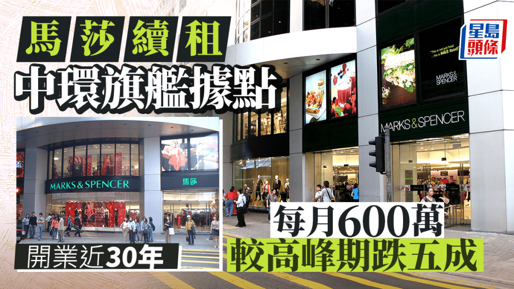 馬莎續租近30年中環旗艦據點 每月600萬 較高位跌50%