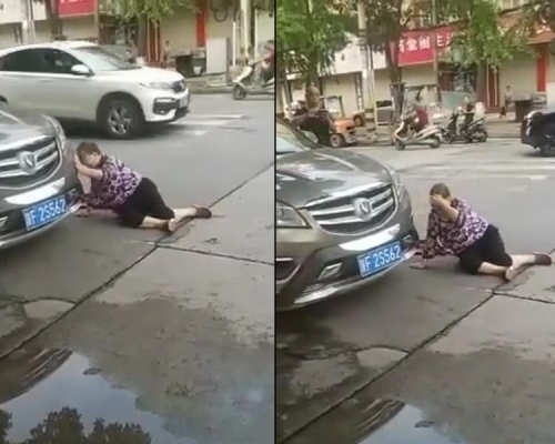 「漢中老太太碰瓷」事件，警方通報指車主賠3000元是謠言。（網圖）