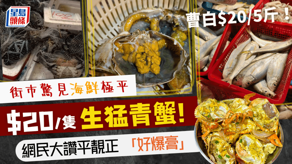 街市驚見$80一袋4隻大蟹!網民大讚生猛爆膏抵食 海魚低至$20/5斤
