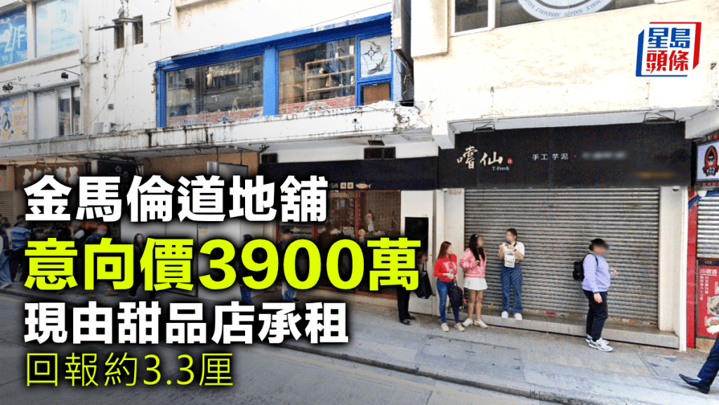 金馬倫道地舖意向價3900萬 現由甜品店承租 回報約3.3厘