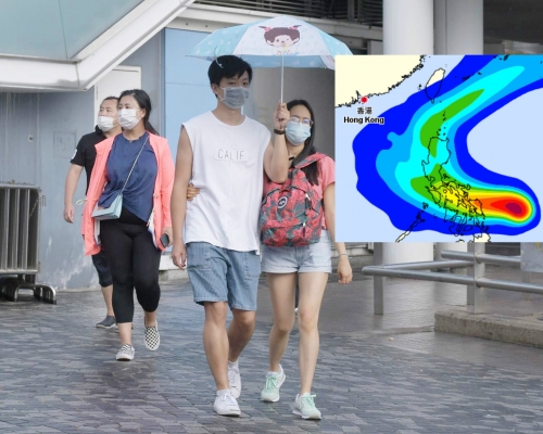 天文台料黃蜂轉移向呂宋海峽一帶。資料圖片/熱帶氣旋路徑概率預報