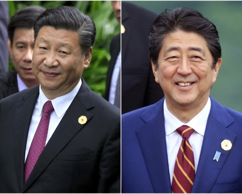 習近平與安倍晉三會談，氣氛友好。