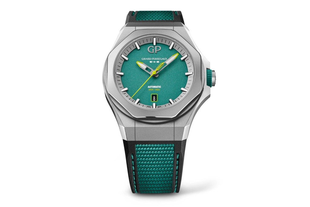 Girard-Perregaux×Aston Martin Aramco F1 Team Laureato Absolute Aston Martin F1 Edition，錶殼：44mm鈦金屬/ 機芯：GP03300自動/ 限量：88枚/售價：$113,000。