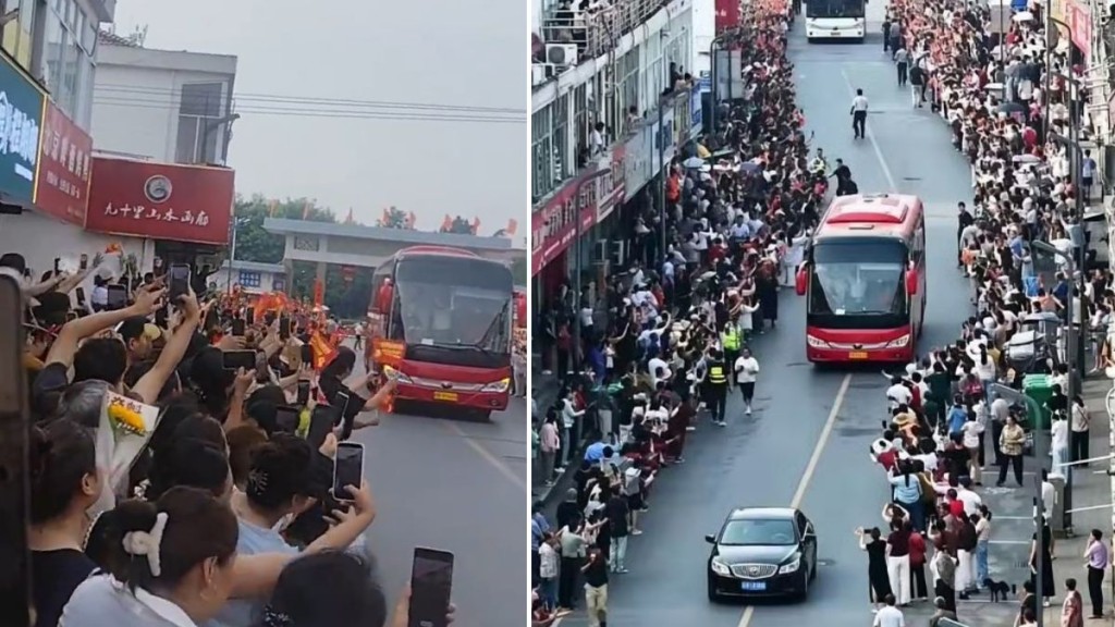 安徽毛坦廠中學今年繼續有盛大的送考車隊。