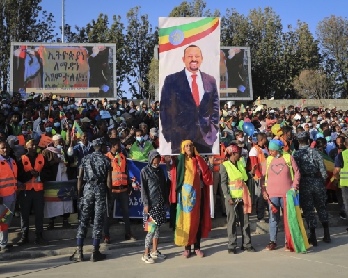 埃塞俄比亞內戰持續，首都日前有支持政府集會。AP資料圖片