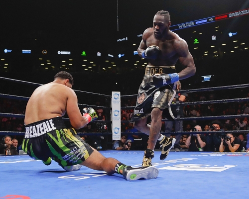 華達(右)僅花兩分鐘左右便擊倒畢斯利。AP