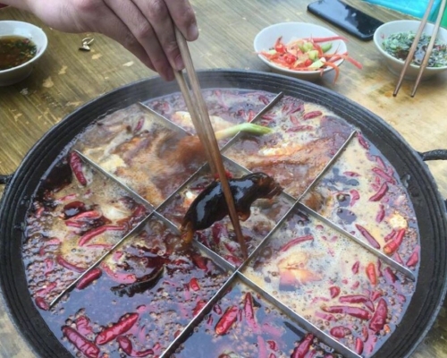 食客在九宮格火鍋湯底裏發現異物,撈出來才驚覺是一隻已被煮熟的老鼠。