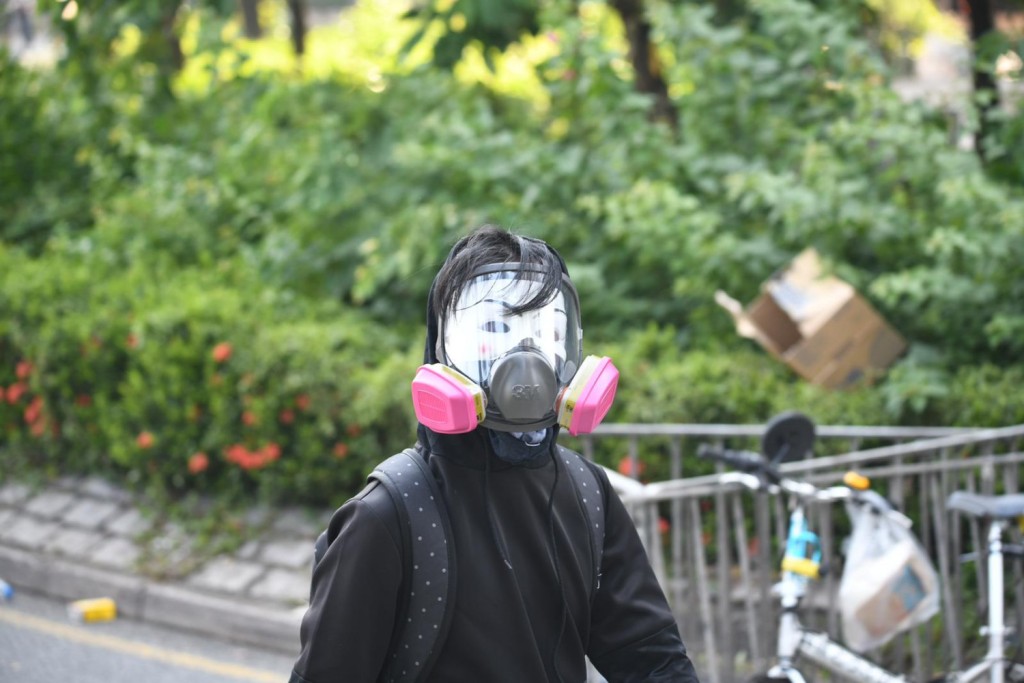 他举例指，如果有示威者戴俗称「猪嘴」的防毒面罩或者「V煞」面具，就并非合理情况。