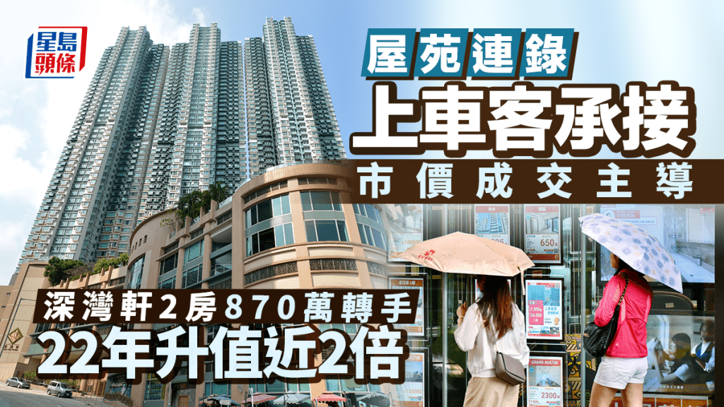 屋苑連錄上車客承接 市價成交主導 深灣軒2房870萬轉手