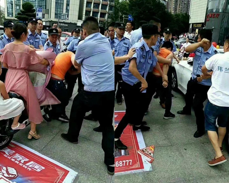 城管人員圍毆男生。