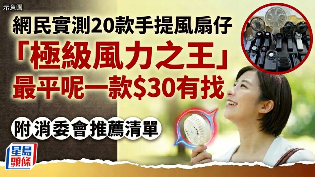 風扇仔推薦︱網民實測20款手提風扇仔「極級風力之王」最平呢一款$30有找！附消委會推薦清單