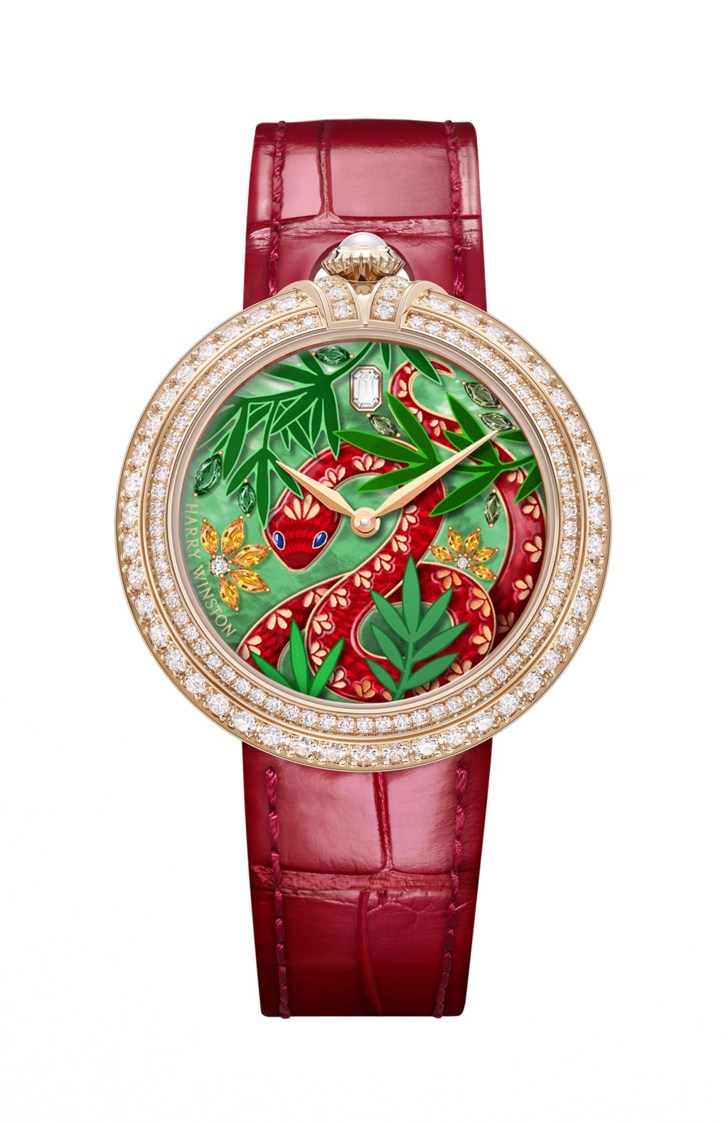 Harry Winston  Moments Collection Chinese New Year Automatic 36mm，表壳：36mm玫瑰金/ 机芯：HW200自动/ 限量：各8枚/ 售价：$552,300（玫瑰金）。