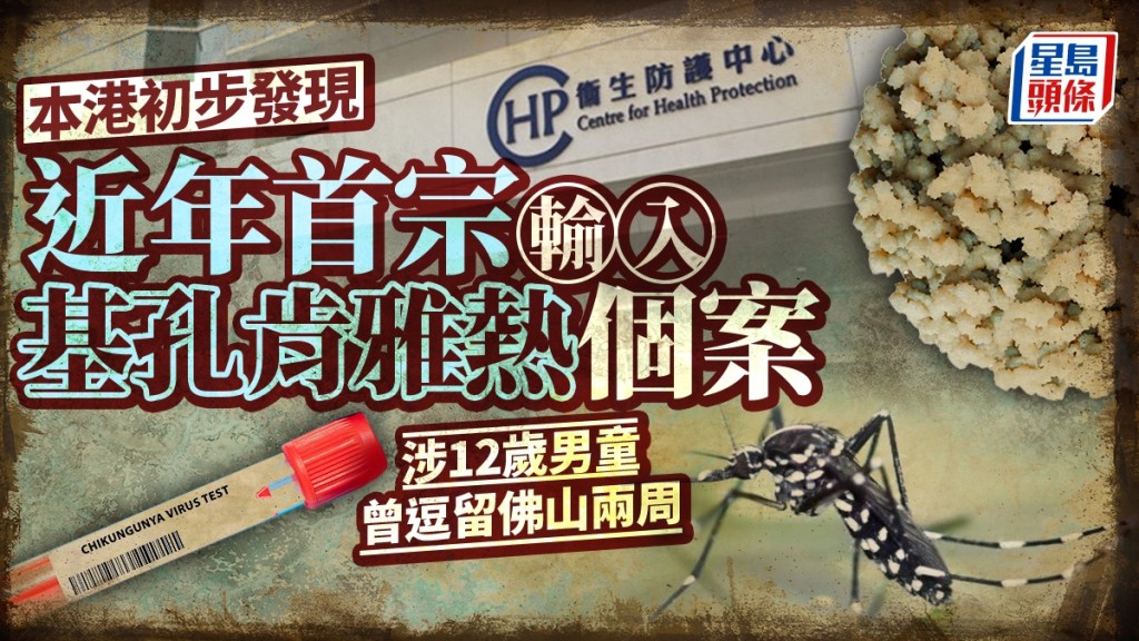 基孔肯雅熱｜本港發現懷疑首宗輸入個案  12歲男童潛伏期曾在佛山  留醫瑪嘉烈醫院