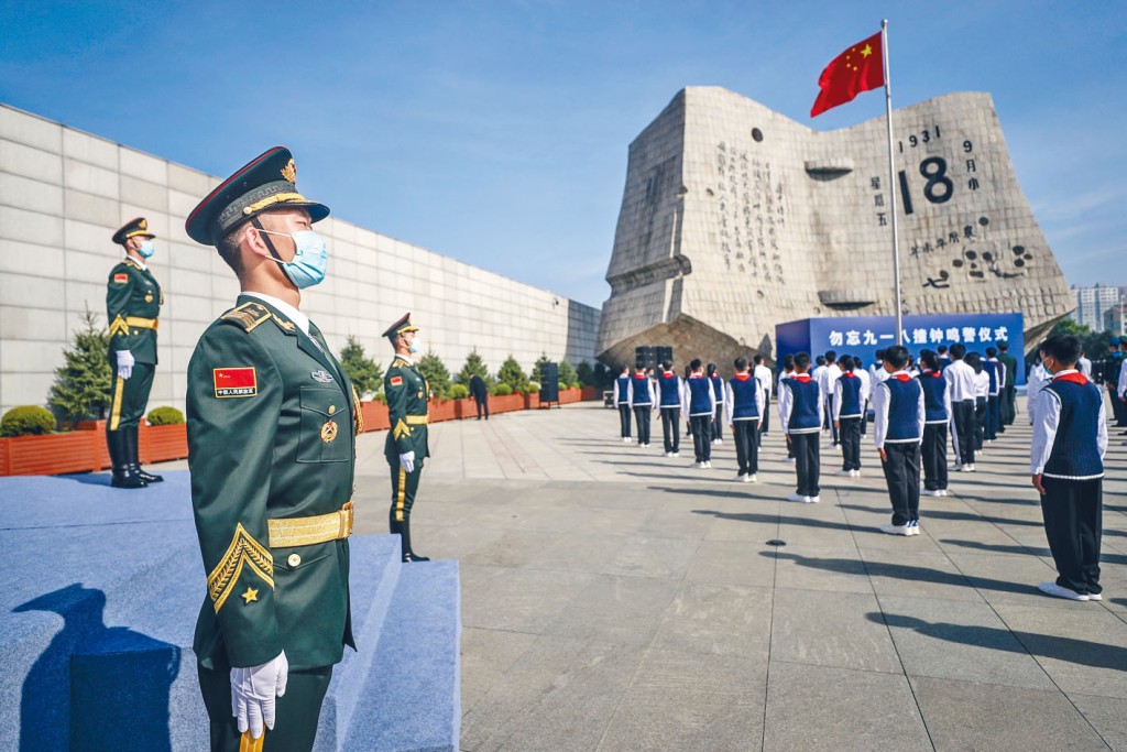 ■瀋陽九一八歷史博物館昨天舉行撞鐘鳴警儀式。