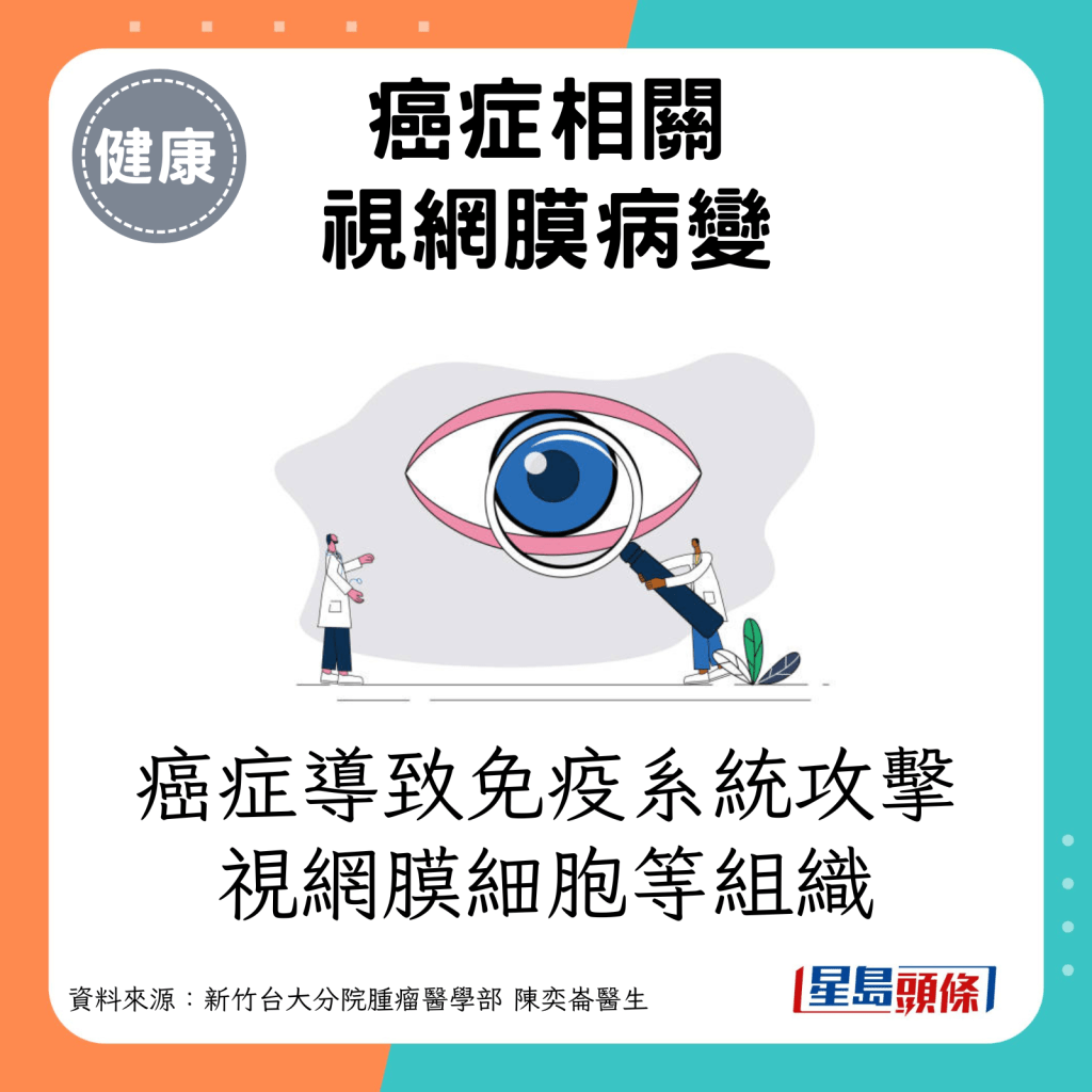 癌症相关视网膜病变：癌症导致免疫系统攻击视网膜细胞等组织。