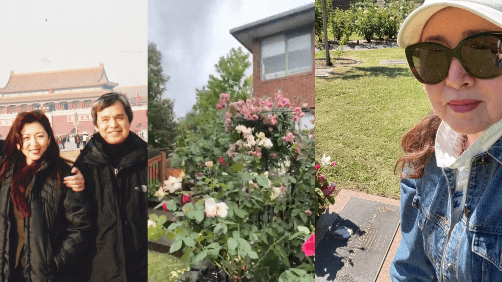 張瑪莉雨中賞花曝光澳洲紅磚獨立屋「夢幻玫瑰園」  赴墓園拜祭前夫李忠琛：他日重聚