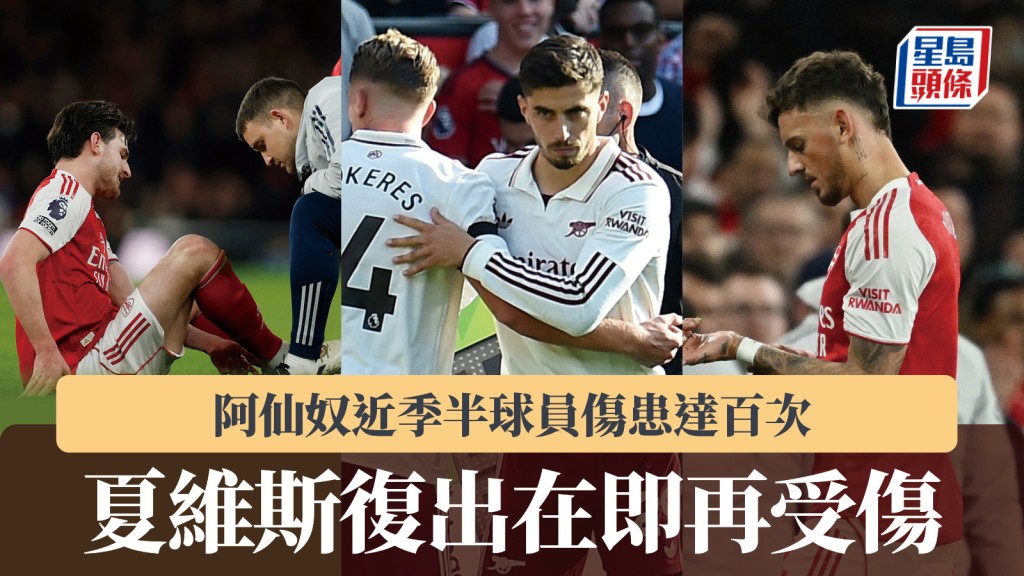 英超｜夏維斯復出在即再受傷 阿仙奴近季半球員傷患達百次。路透社
