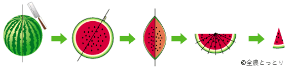 當地研究西瓜切法，令每一件都有最高甜度，又方便去核。