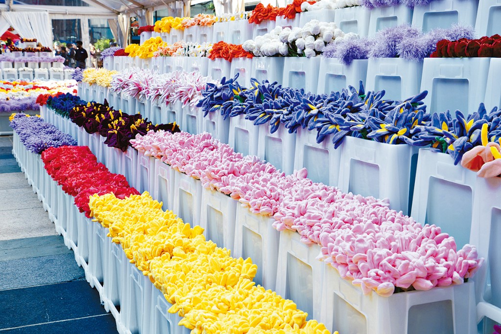 訪客均可免費選取一朵毛絨花。