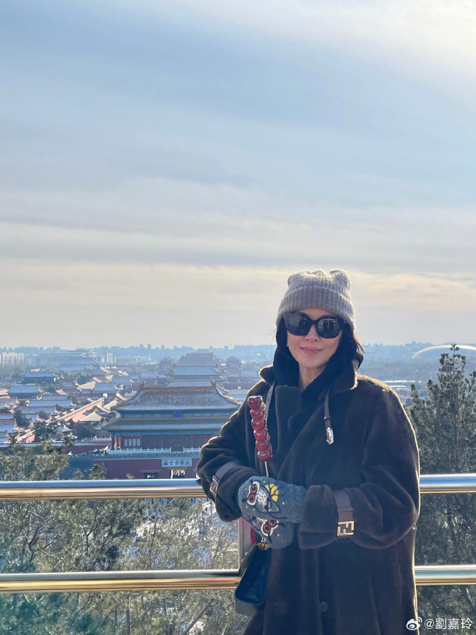 劉嘉玲於去年聖誕，相約朋友參觀景山公園。