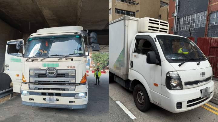 警方一連三日新界南打擊貨車交通違例拘2人。警方圖片
