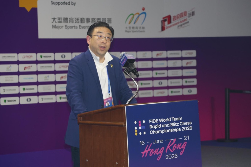 香港國際象棋總會名譽會長高鼎國在閉幕禮上,他表示十分滿意入場人數。徐嘉華攝 香港國際象棋總會名譽會長高鼎國在閉幕禮上,他表示十分滿意入場人數。徐嘉華攝