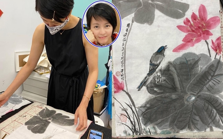梁詠琪上咗三堂水墨畫，作品真心不錯。