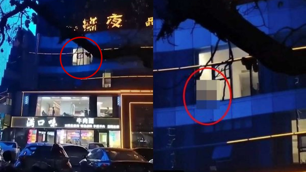 情侶跨年餐廳樓上演「激戰動作片」，不拉窗簾，被民眾拍片瘋傳。