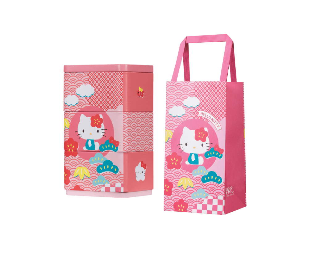 美心Hello Kitty礼罐，随罐附送精美Hello Kitty造型小纸袋，值得珍藏。原价$128，特价$98。