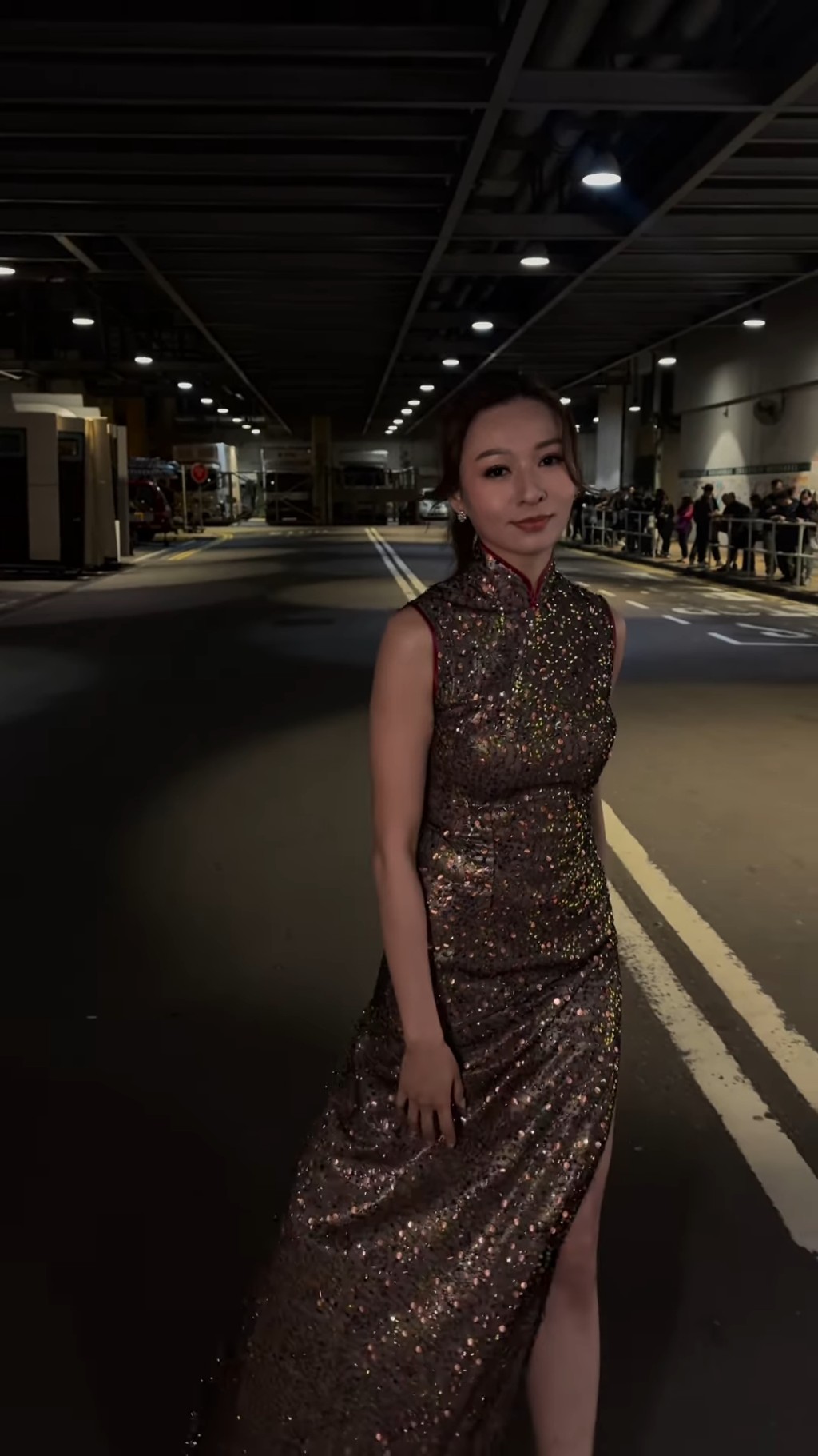 林鈺洧在今年台慶穿回當年參選時的旗袍。