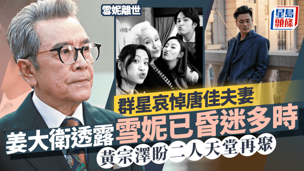 雪妮離世丨群星哀悼唐佳夫妻  姜大衛透露雪妮已昏迷多時  黃宗澤盼二人天堂再聚