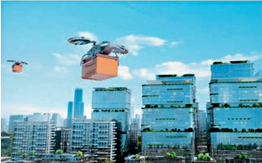 園區正探討採用無人機運輸。