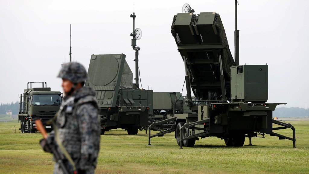 日本自衛隊地對空攔截導彈「愛國者3」(PAC-3)。 路透社