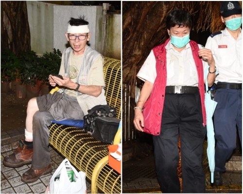 男傷者經包紮後拒絕送院;女保安員送院治理。