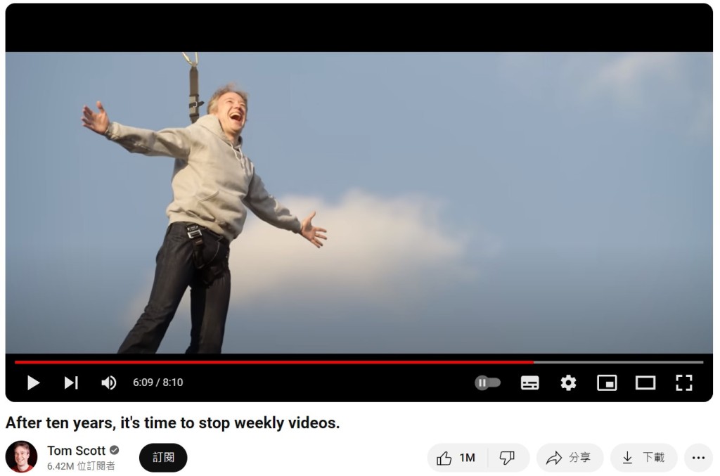 去年陆续有不少知名YouTuber宣布停更或减产，包括拥有640万粉丝、做了10年科普教育类影片的Tom Scott。(YouTube:Tom Scott)