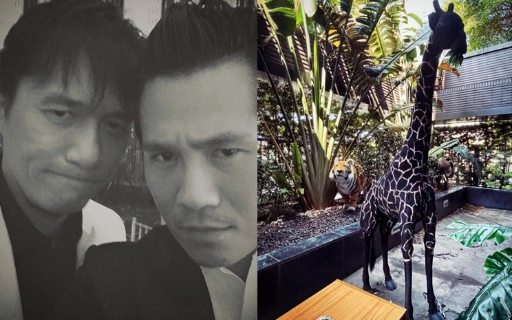 曹格與梁朝偉合照，笑說：「我們是雙胞胎啦！」