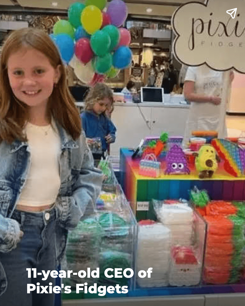 萝莉柯蒂丝（Pixie Curtis）10岁时创立玩具公司「Pixie's Fidgets」，首月营业额已达20万澳币（约102万港元）。