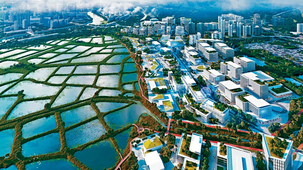 原來100公頃的大學城，擴展至面積達1000公頃，涵蓋新田科技城、河套香港園區的「北都大學城區」。